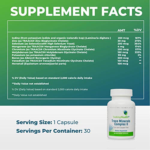 Seeking Health Trace Minerals Complex II, 30 Capsules, Iron and Copper Free, Iodine Supplement