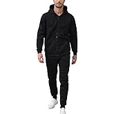 JIHUILAI Mens Tracksuit, Track Jackets and Pants 2 Piece Outfit Mens Hoodie Sweatsuit Full-Zip Fleece Jogger Set, S-3XL