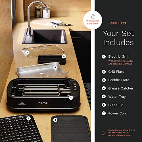 hOmeLabs Smokeless Indoor Electric Grill Removable NonStick Grill