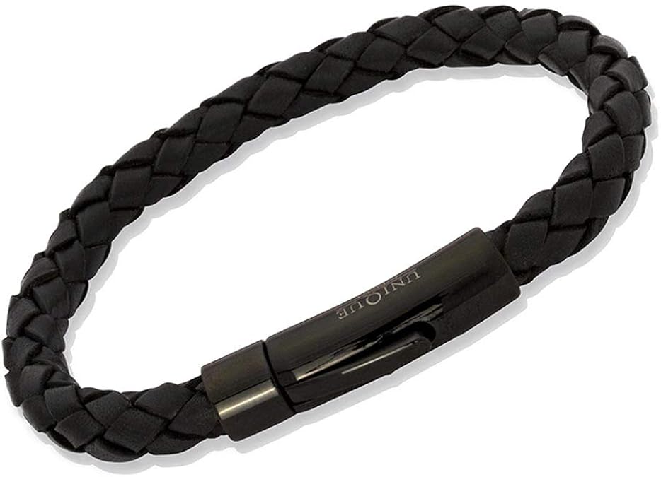 Schwarzes Unique Armband echtes Leder 5,5mm Schwarz - Länge wählbar ...