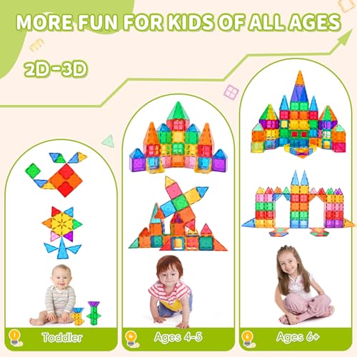 Katiago Magnetic Building Blocks Kids 64 Pieces 3D Magnetic Building Games Construction Magnetics Christmas Birthday Gifts for 3 4 5 6 Years Old Girls Boys