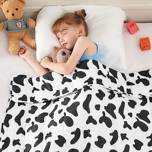 yescool Weighted Blanket 10 Pounds Twin Cooling Weighted Lap Blanket, Cow Print Heavy Blanket, Comfortable Weighted Throw Blanket Gift for 80-110lbs, 40"x60" Image