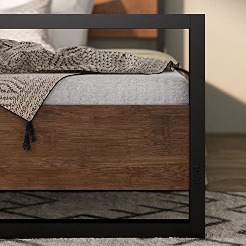 ZINUS Suzanne Bamboo and Metal Platform Bed Frame with Footboard / Wood