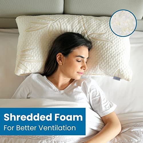 Sleepsia Bamboo Pillow King Size Shredded Memory Foam Neck Support