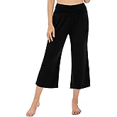 Urban CoCo Women's Comfy Yoga Capri Pants Casual Wide Leg Sweatpants High Waist Stretch Cropped Pants