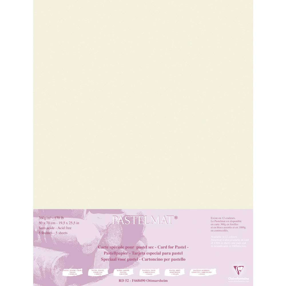 Clairefontaine - Ref 96166C - Pastelmat Card Sheets (Pack of 5 Sheets) - 360gsm Card - 50 x 70cm - Sand Colour - Specially Formulated For Use With Pastels