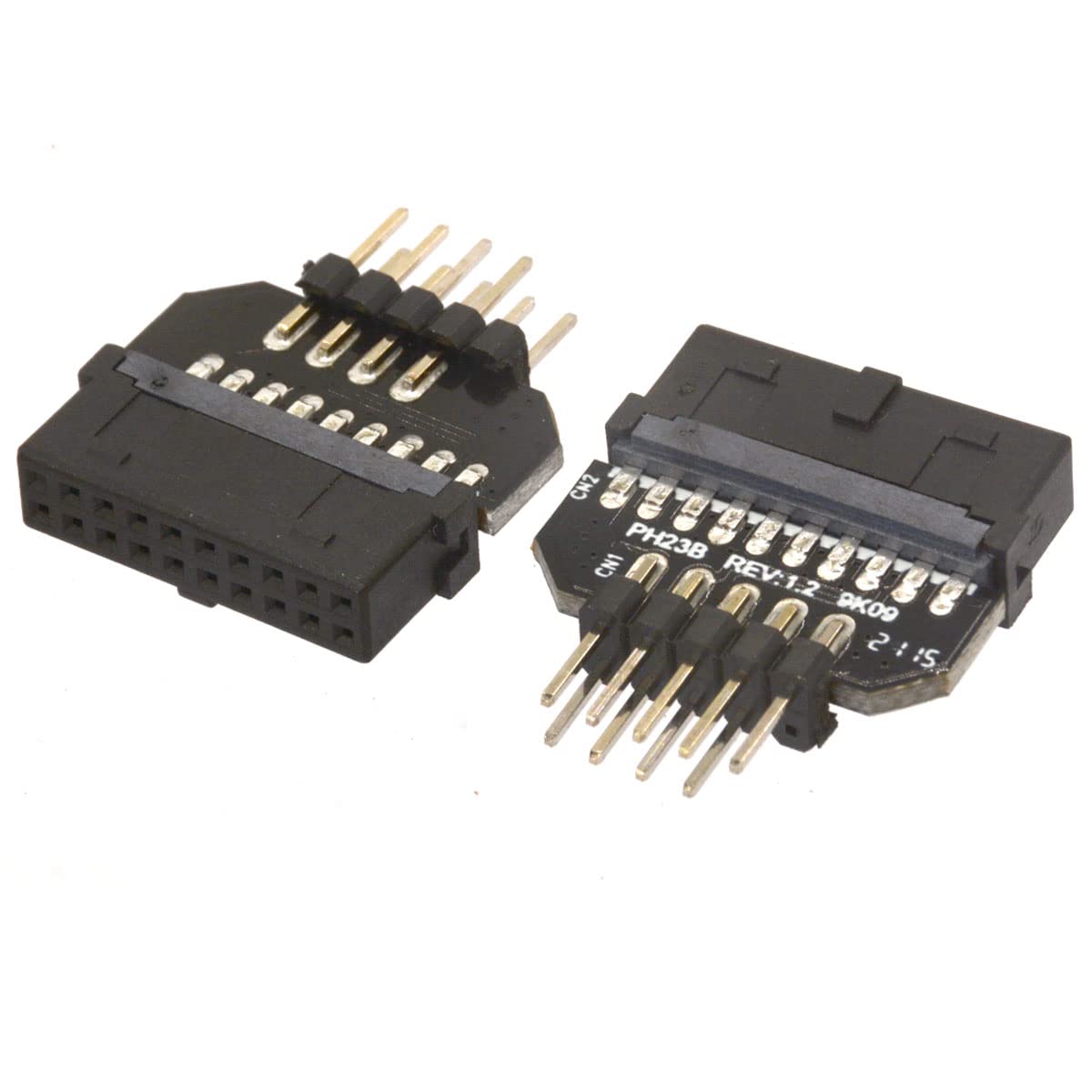 HTGuoji USB 3.0 to 2.0 Adapter Header, Reversible USB 2.0 9Pin Housing to Motherboard USB 3.0 19pin Header Female Connector for Motherboard Data Transmission Accessory, Style B