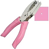 Handheld Hole Paper Punch Puncher for Craft Paper Tags Clothing Ticket DIY Scrapbook Tool, with Pink Soft Handheld Grip (Midd