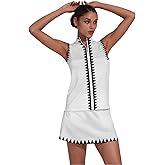 ACEGOLFS Women's Golf Shirts Sleeveless Printed Polo Shirt for Women Quick Dry Quarter Zip Stand Collar Tee Shirt Workout Top