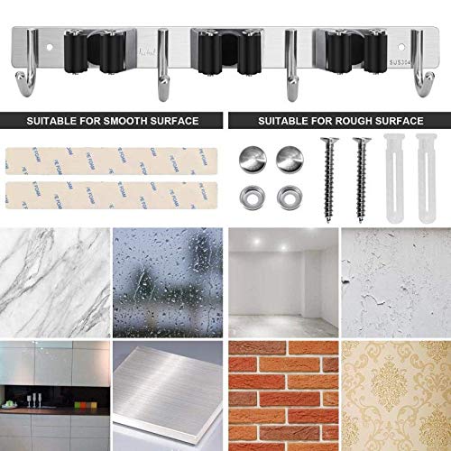 Favbal Broom Hanger Wall Mounted, 2PCS Mop and Broom Holder Wall Mount