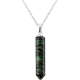 NJCRAFT Pencil Pendant Necklace for Women |Natural Healing Crystal Hexagonal Point Reiki Chakra Pendant 15-25 Carat | 8–14 mm Stone | Silver Plated Chain 16+2 Inch Adjustable