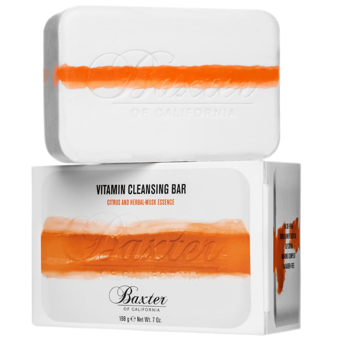 Baxter OF CALIFORNIA Vitamin Cleansing Bar Citrus & Herbal Musk - Moisture Restoring Body Soap, 198 g (Pack of 1)