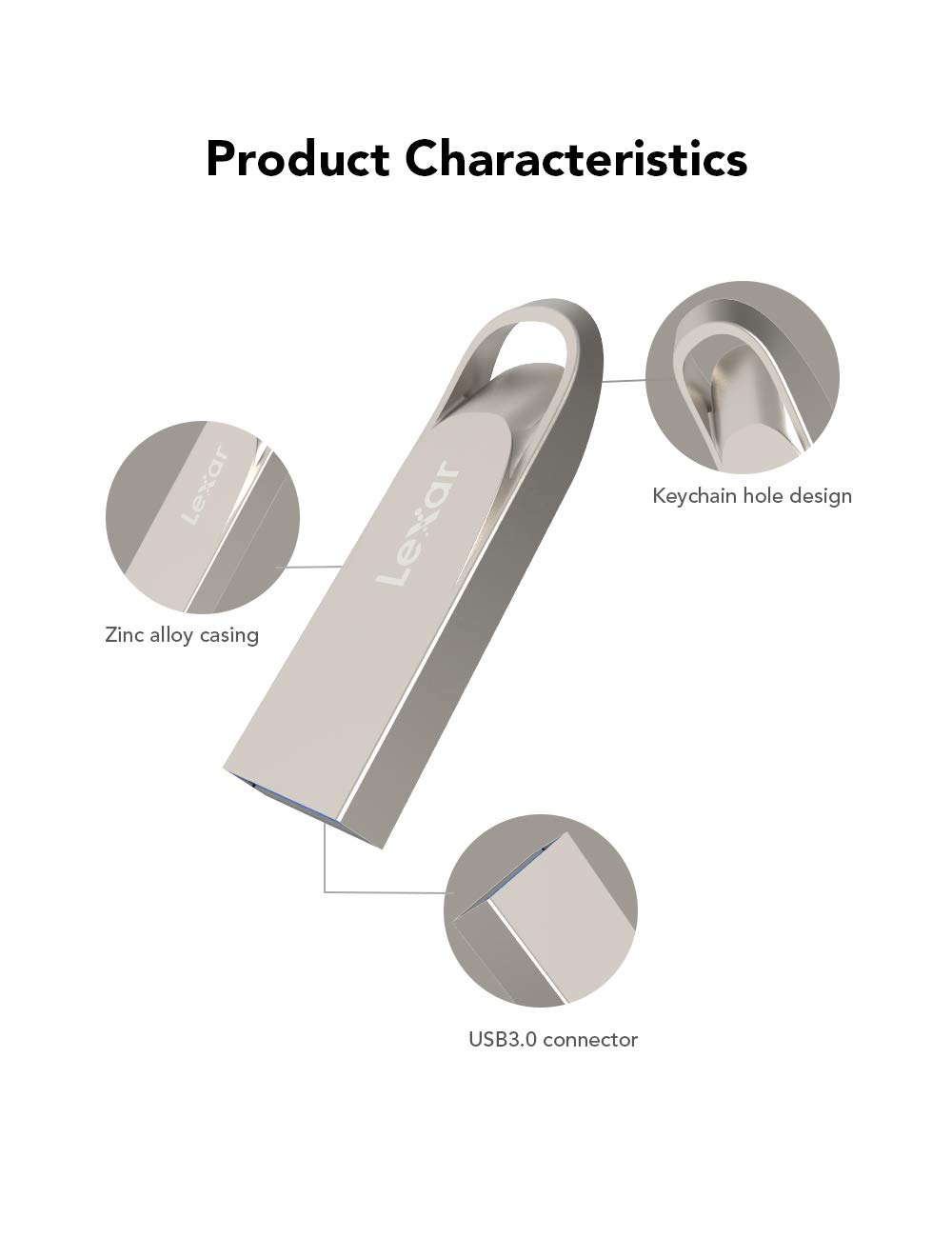 Lexar 128GB USB 3.0 Flash Drive, USB Stick Up to 100MB/s Read Speed, UDP Thumb Drive, Jump Drive Zinc Alloy, Pen Drive, Memory Stick for PC/Laptop/Computer/External Storage