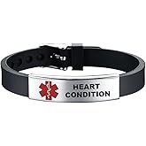 KunBead Medical Alert Bracelets for Women Adjustable Stainless Steel Silicone Emergency Awareness Medical ID Bracelet Wristband
