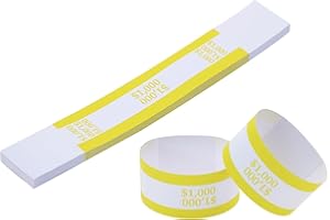 ONLYKXY 50pcs Self Sealing Cash Currency Straps Money Paper Bands Bill Wrappers Tape for Bank Supermarket Currency Organize Cash Dollar Wraps Organizer ($1000)