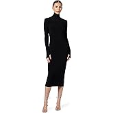 Norma Kamali Womens Long Sleeve Turtleneck Dress to Midcalf