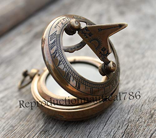 Nautical Brass Push Button Compass Marine Working Pocket Compass Sundial Compass D