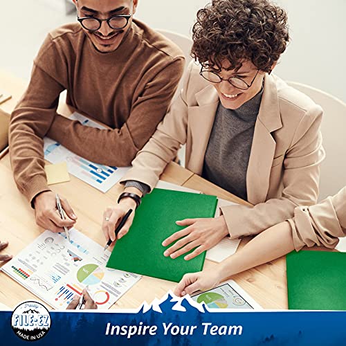 FILEEZ TwoPocket Folders, Green, 25Pack, Textured Paper, Letter Size