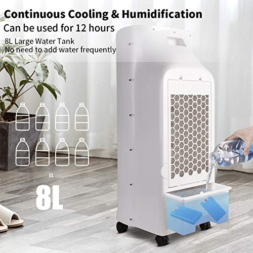 Portable Air Conditioner, Quiet Evaporative Cooler with Ice Compartment