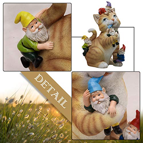 TERESA'S COLLECTIONS Cat Garden Gnome Statue Figurine, Large Outdoor