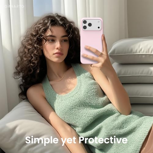 ORNARTO Compatible with iPhone 17 Pro Max Case 6.9", Slim Liquid Silicone 3 Layers Soft Gel Rubber Shockproof Protective Cover with Anti-Scratch Microfiber Lining-Chalk Pink