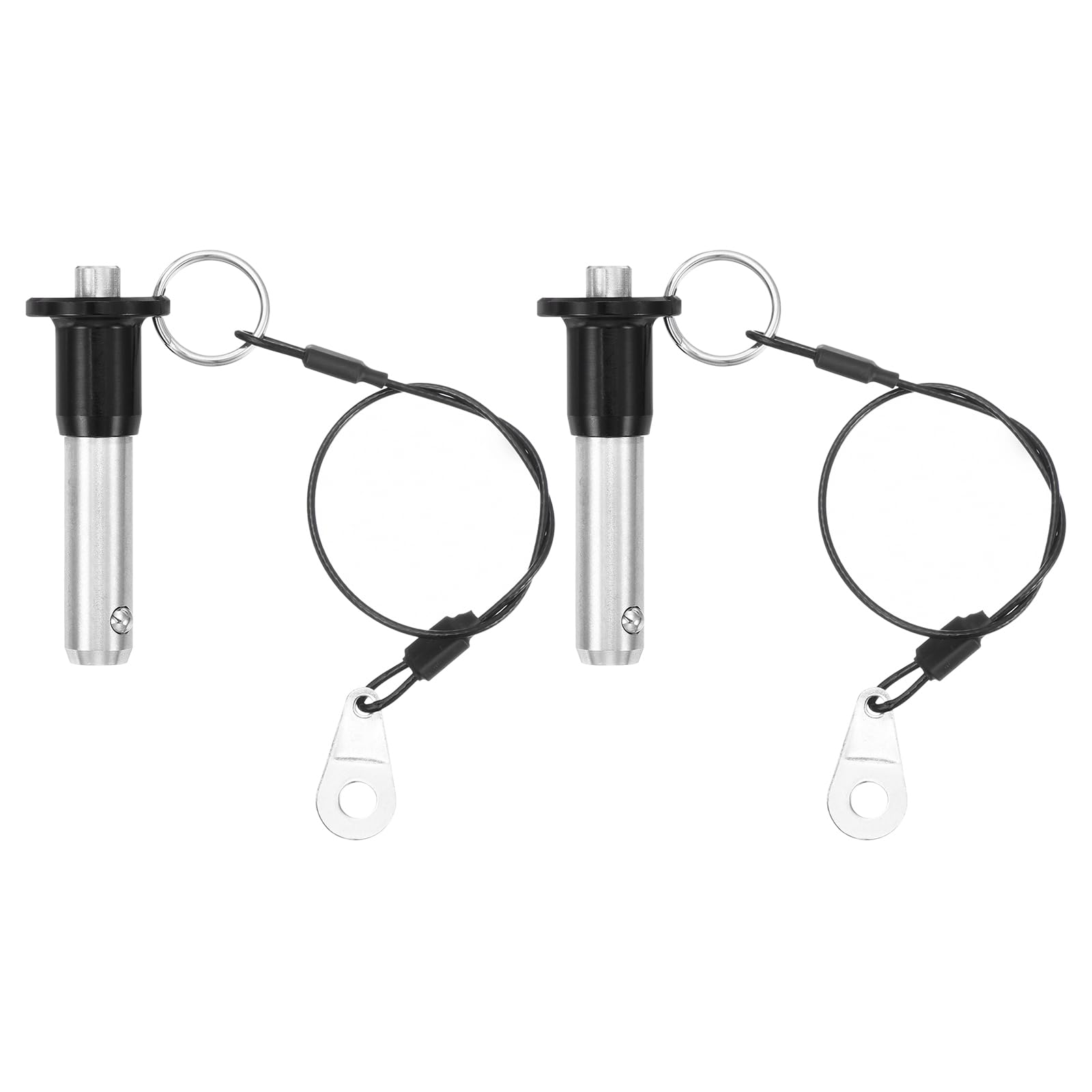 Photo 1 of uxcell 2 Pcs Quick Release Pin, 1/2" x 1.1"(Dia. x L) Ball Locking Pin with Push Button 304 Stainless Steel Ring Handle Locking Pin with Wire for Audio Bimini Top Marine, Silver