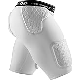 McDavid Men's Compression Shorts w/HEX Pads Dual-Density Tights w/Hip, Tailbone, Thigh Padding for w/Cup Pocket, Football