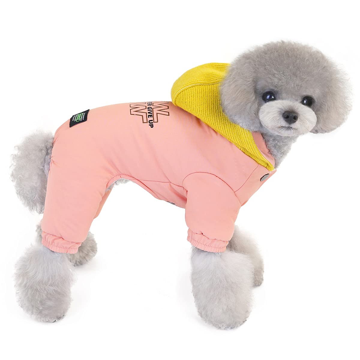 Izefia Dog Coat Cold Weather Coat Windproof Jacket 4 Legs Warm Dog Jumpsuit Winter Thick Clothes Snow proof Dog Coat for Small Dog Medium Cat Pink S