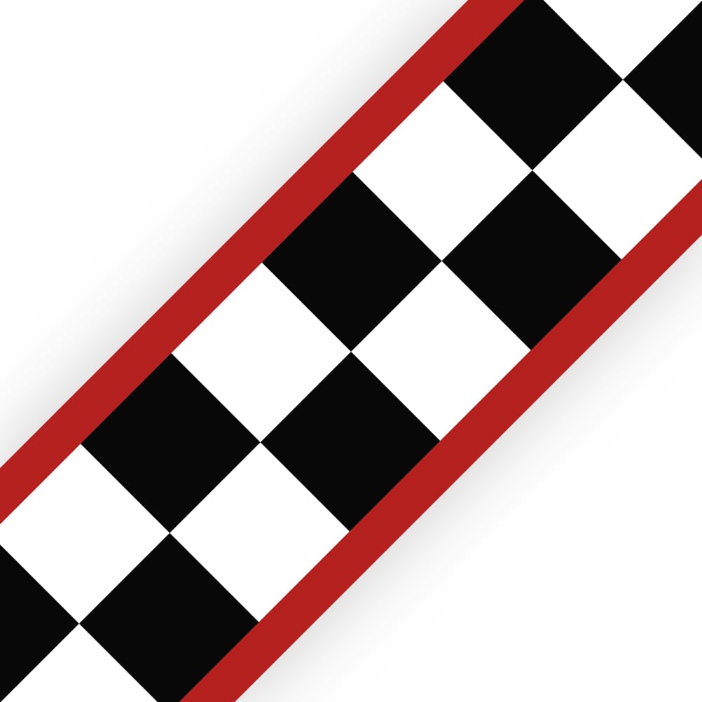 SuperDuperDecor - Chequered Flag with Red Stripes - Bedroom Wall Border - Eco 1.3m Self Adhesive Strips