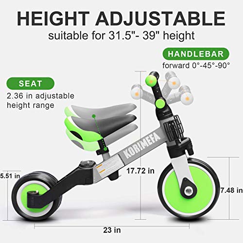 KORIMEFA 5 in 1 Balance Bike Tricycles for 13 Years Old, Toddler Bike