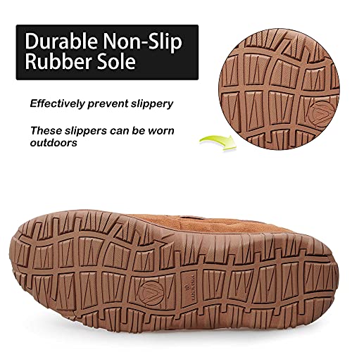 festooning Mens Slippers Moccasins Slip on Memory Foam House Slipper Shoes Beige Size 9