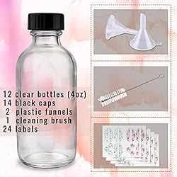 PINIWON 12 Pack 4 oz Clear Glass Bottles, 120ml