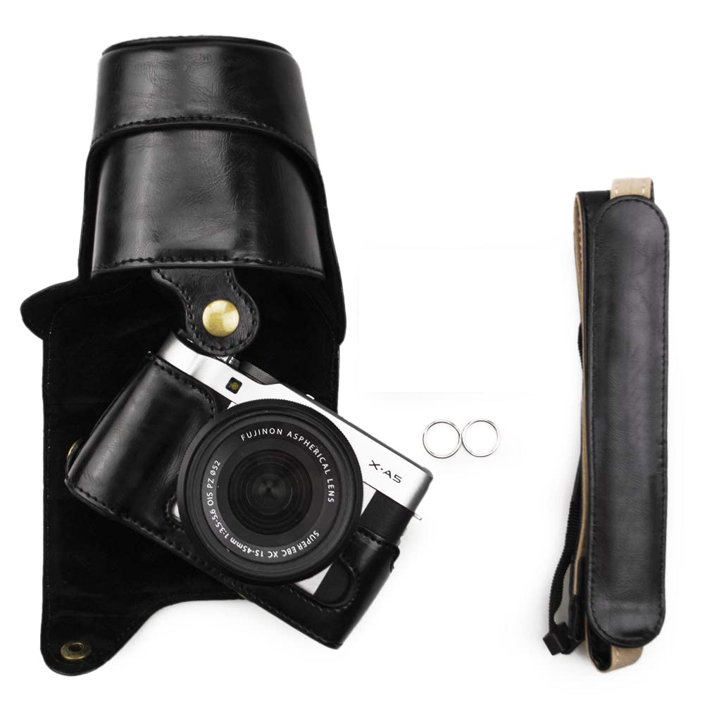 kinokoo X-A3/X-A5 /X-A7/X-A10 Case PU Leather Camera Case for Fuji X-A3/X-A5 /X-A7/X-A10 with 16-50mm Lens Camera and Adjustable Shoulder Strap (Black)