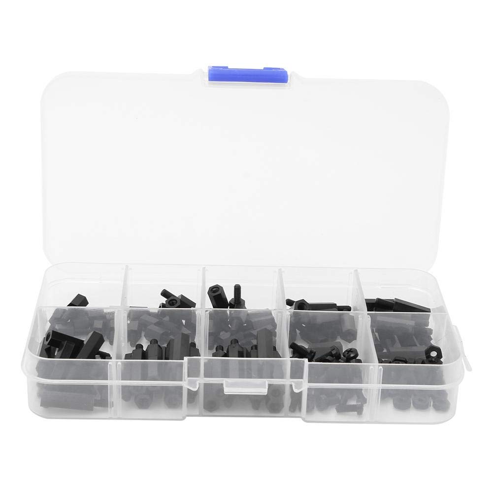 140Pcs Nylon Standoff, Nylon Screw Kit M2.5 Round Cross Screw Nut Spacer Standoff, Female-Male Standoff Set(black)