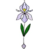 EPOGIFTS Handmade Iris Flower Stained Glass Suncatcher - Colorful Window Hanging Decor for Home/Office/Church/Wedding - Unique Birthday Gift for Women, Mother's Day, for Mom Grandma