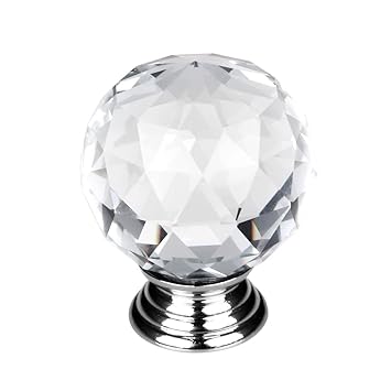Sourcingmap Drawer Knob Pull Handle 40mm Crystal Glass Round Shape