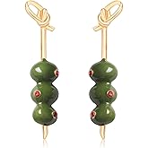 Martini Olive Earrings for Women,Dangle Drop Mini Martini Olive Fruit Earrings Fun Cocktail Earring Cute and Quirky Food Jewelry