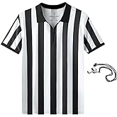 Shinestone Referee Shirt, Referee Costume Shirt for Womens and Mens, Zipper Neck Umpire Jersey for Sports and Christmas