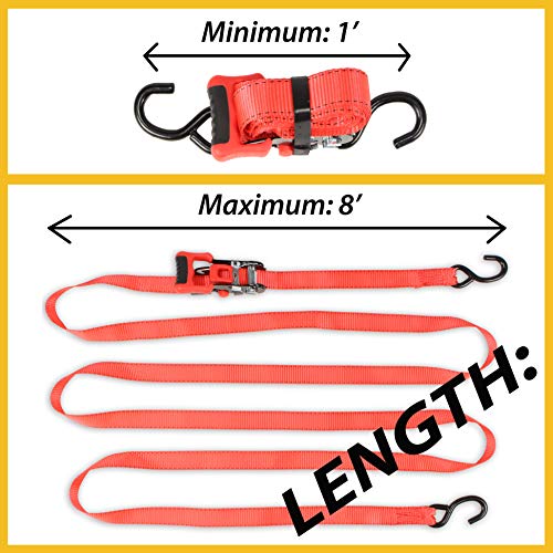 1.25" x 8' Easy Slide Ratchet TieDown Straps w/SHooks 2 Ultimate