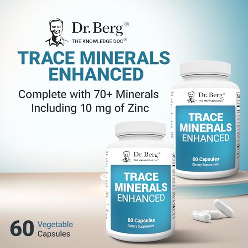 Dr. Berg's Trace Minerals Enhanced Complex - Complete with 70+ Nutrient-Dense Health Mineral - 100% Natural Ingredients - Dietary Supplements - 60 Capsules