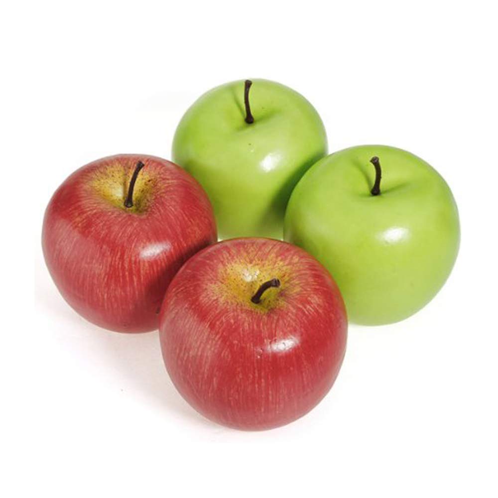 Sobotoo 4Pcs Simulation Artificial Lifelike Fake Red Green Apples Plastic Fruit for Home Kitchen Party Decoration Photography DIY Use (A)