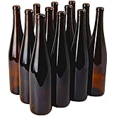 FastRack - W13 750 ml Amber Wine Bottles Empty, Stretch Hock Liquor Bottles, 750 ml Amber Glass Bottles, 750 ml Empty Bottles