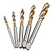 INHDBOX 5 Pcs M3 M4 M5 M6 M8 Titanium Coated HSS Spiral Flute Metric Taps Set