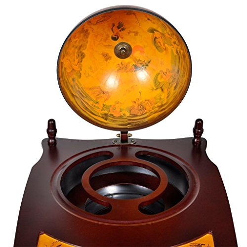 39" Globe Bar Wine Liquor Cabinet Storage Roller Cart Trolley w/ Table Old World - Thumbnail 4