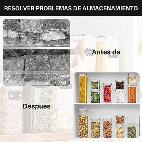 KIROGILY Contenedores de Alimentos Premium, sin BPA, Seguros y Duraderos, Apilables, juego de 8 Recipientes Herméticos para Almacenar, Adecuados para Cocina, Refrigerador, Gabinete