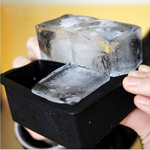 3 Pack Silicone Ice Cube Trays, Large Easy Release Ice Cube Mold Containers - Silicone Ice Cube Maker for Cocktail Whiskey 3.9"x3.9"x1.9" Black