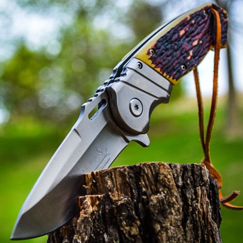 Elk ridge er-a003i spring assist folding knife, silver …