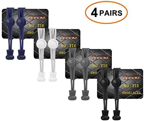 Crownker Elastic No Tie Shoelaces for Sneakers,Sport Fans,Fitness,Hiking,Athletes(Pack of 4)