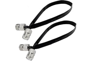 KUIOPYY 2pcs- 20cm Coaxial Cable Window/Door Pass Through Flat Cable, SO239 UHF Female to Female Male Connector