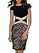 Miusol Women Optical Illusion Flroal Lace Cap Sleeve Fitted Evening Party Dress,Black,X-Large